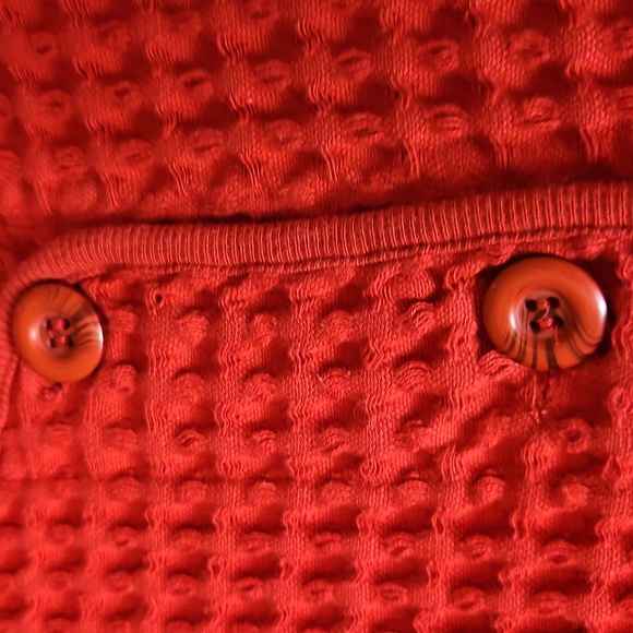 Vintage Cindy Bai Thick Waffle Knit Button- Up Cardigan With Front Pockets - Picture 3 of 11